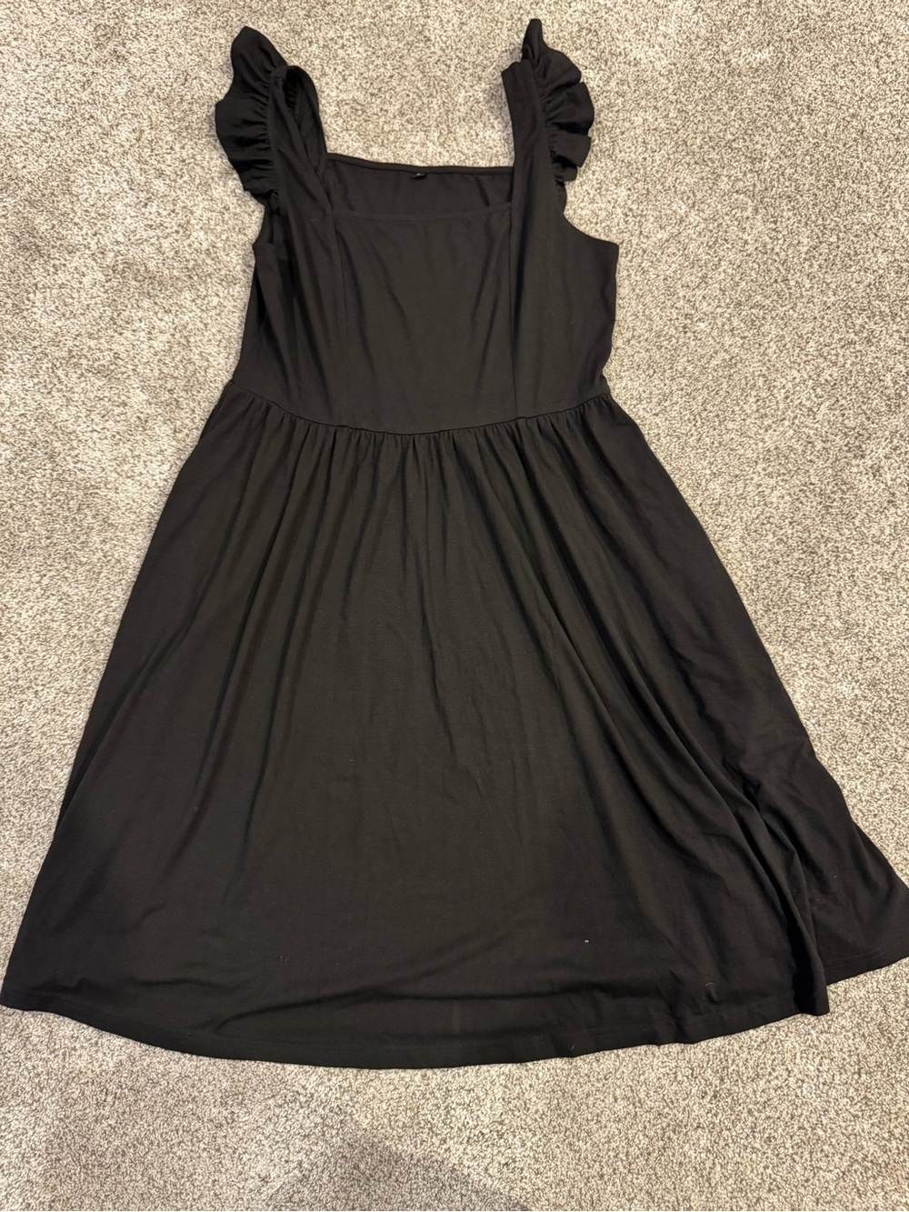 Women's Black Ruffle Strap Dress
